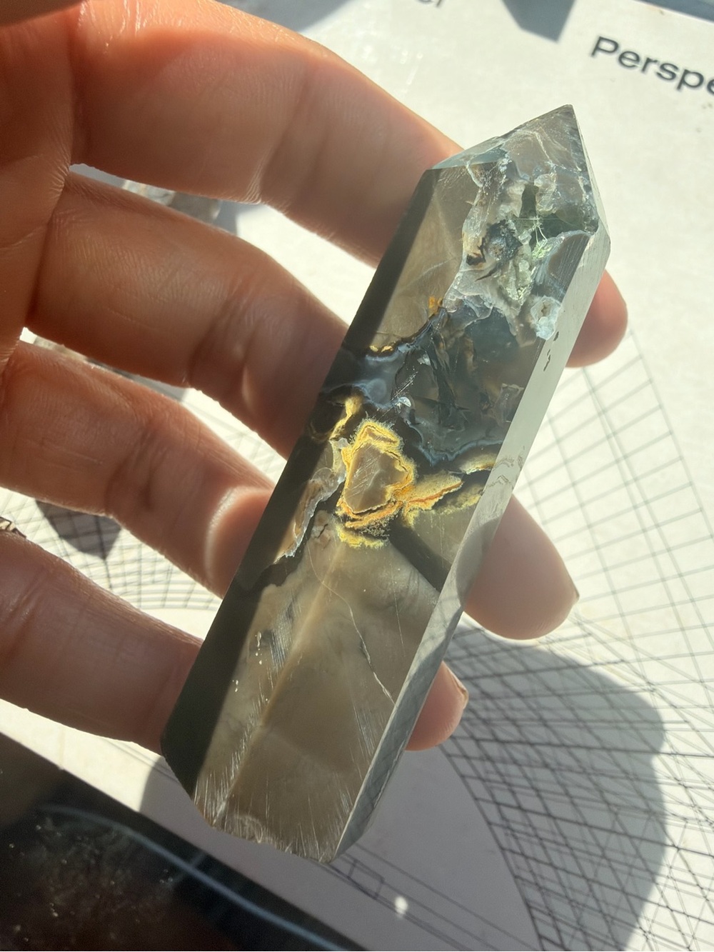 Septarian Crystal Tower | Druzy Calcite Pocket | 3.2” Polished Point